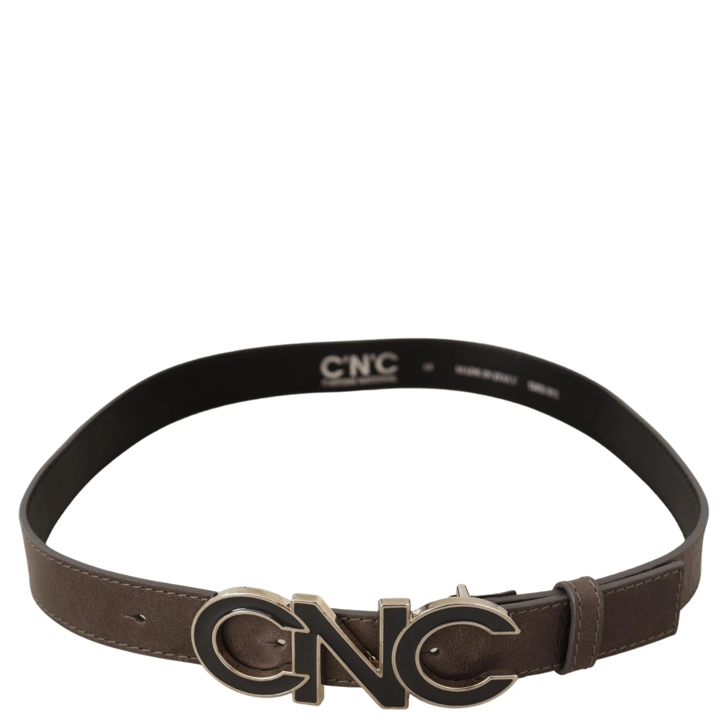 Brown Letter Logo Buckle Belt