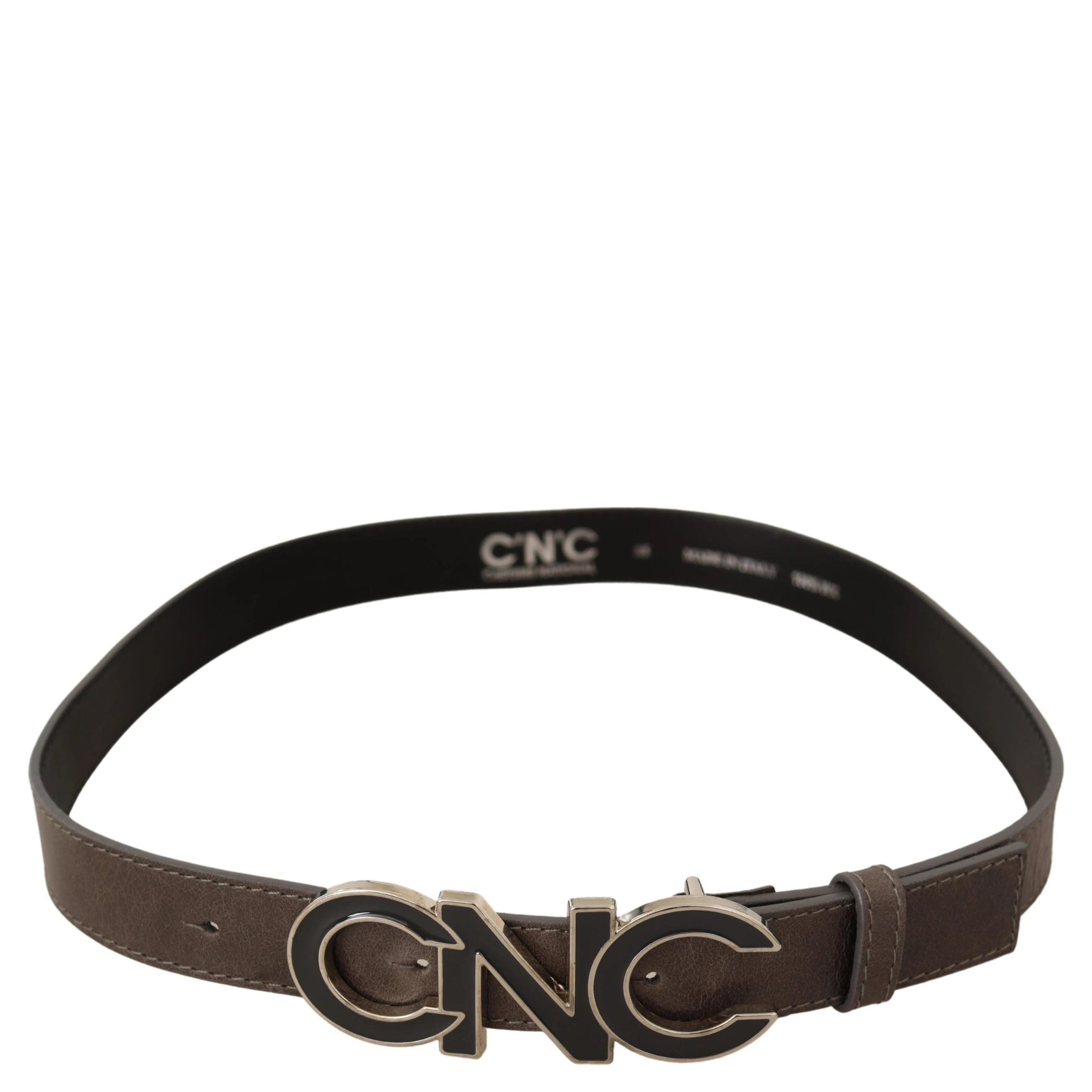 Brown Letter Logo Buckle Belt