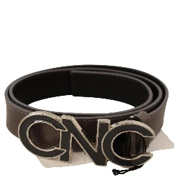 Brown Letter Logo Buckle Belt
