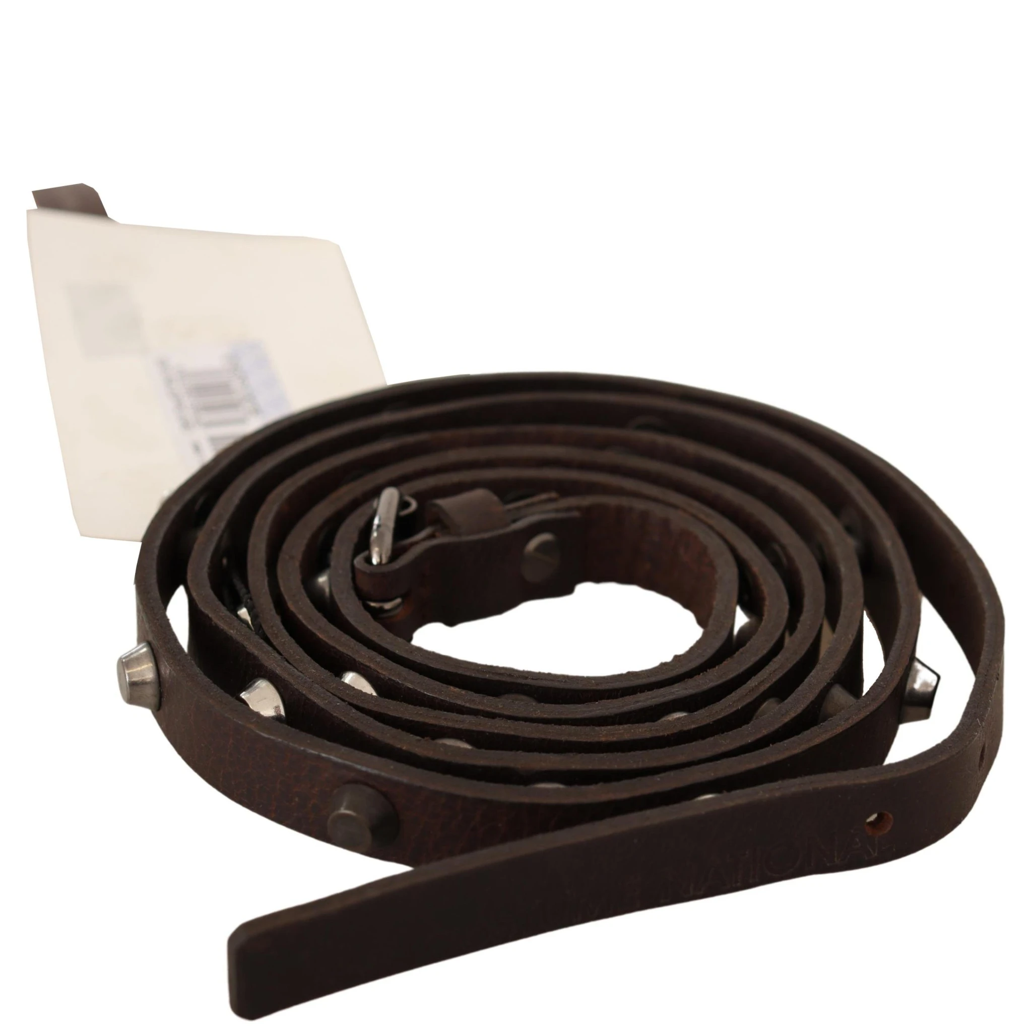 Brown Leather Silver Tone Buckle Belt