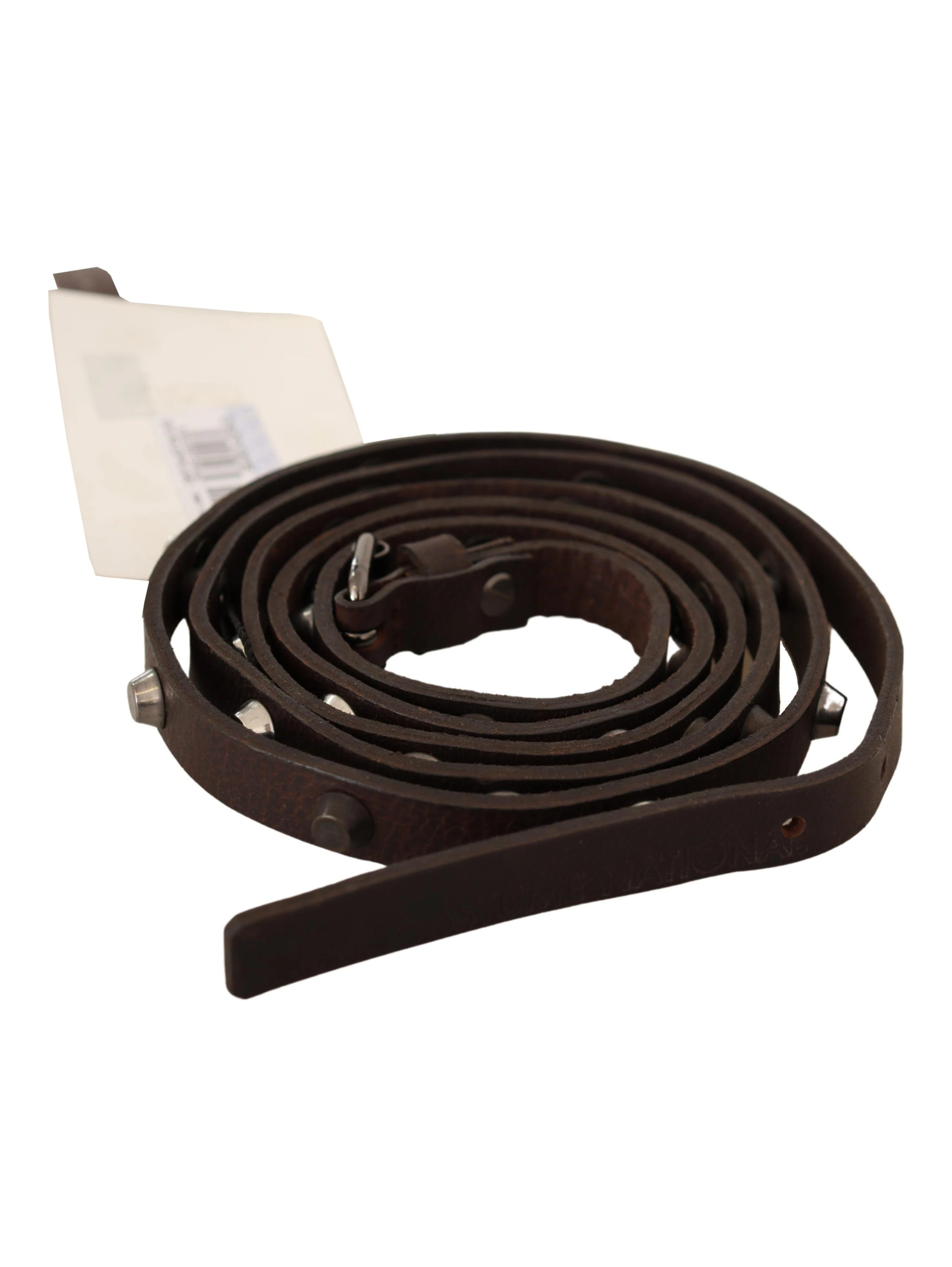 Brown Leather Silver Tone Buckle Belt