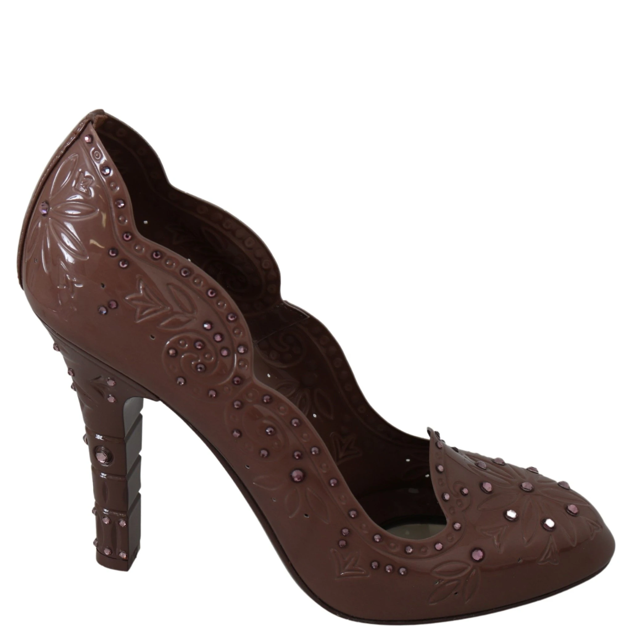 Brown Floral Crystal Heels CINDERELLA Shoes