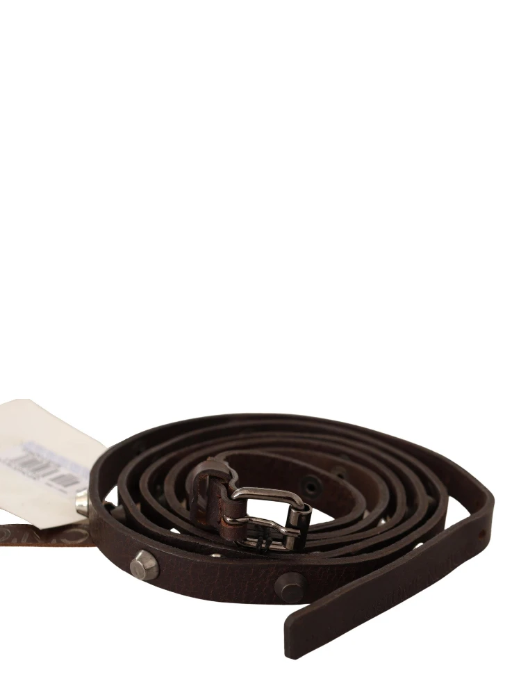 Brown Leather Silver Tone Buckle Belt alternative