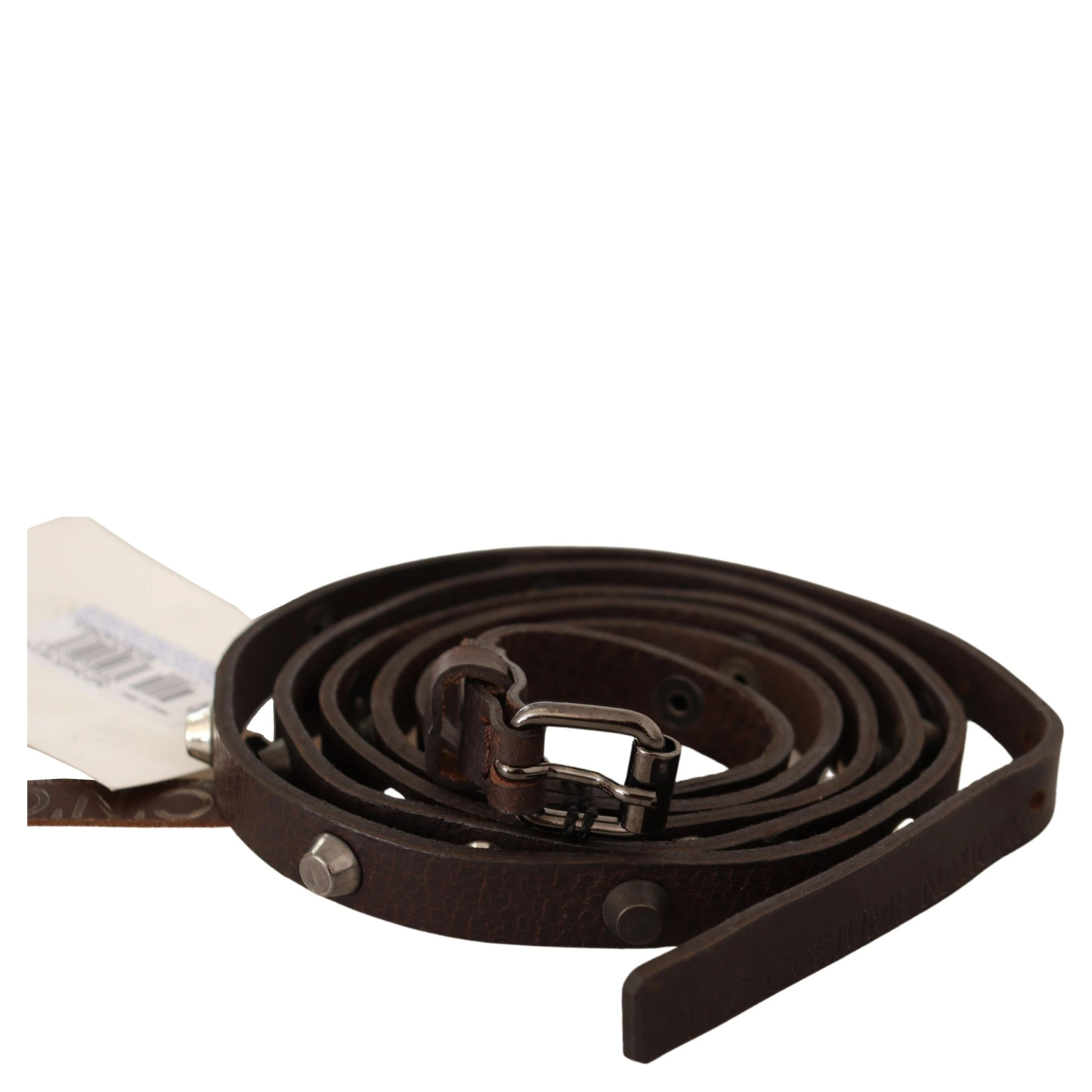 Brown Leather Silver Tone Buckle Belt