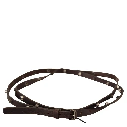Brown Leather Silver Tone Buckle Belt