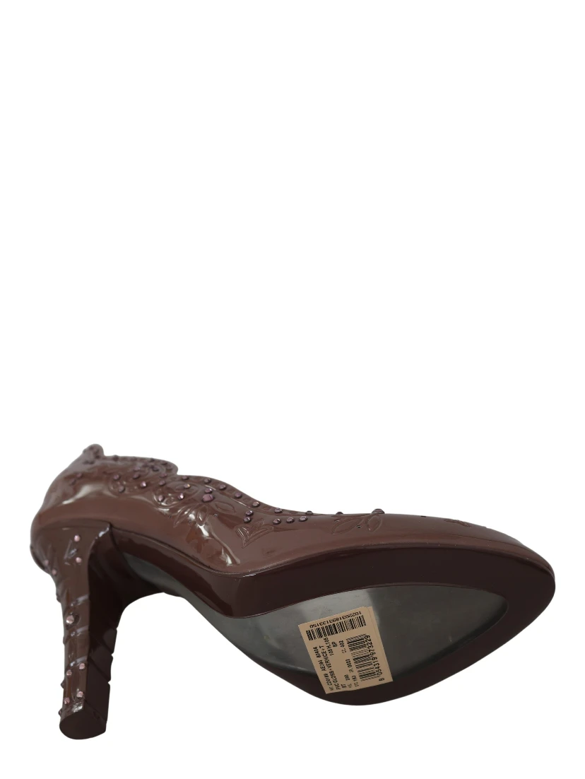 Brown Floral Crystal Heels CINDERELLA Shoes