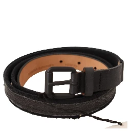 Black Leather Logo Buckle Waist Women Belt