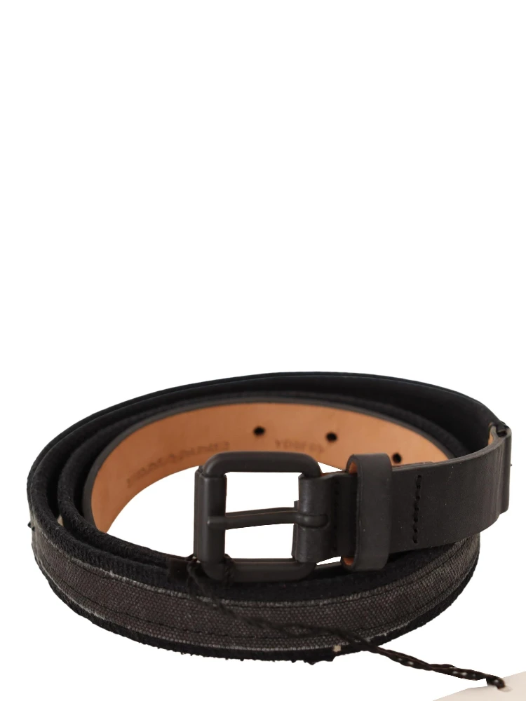 Black Leather Logo Buckle Waist Women Belt