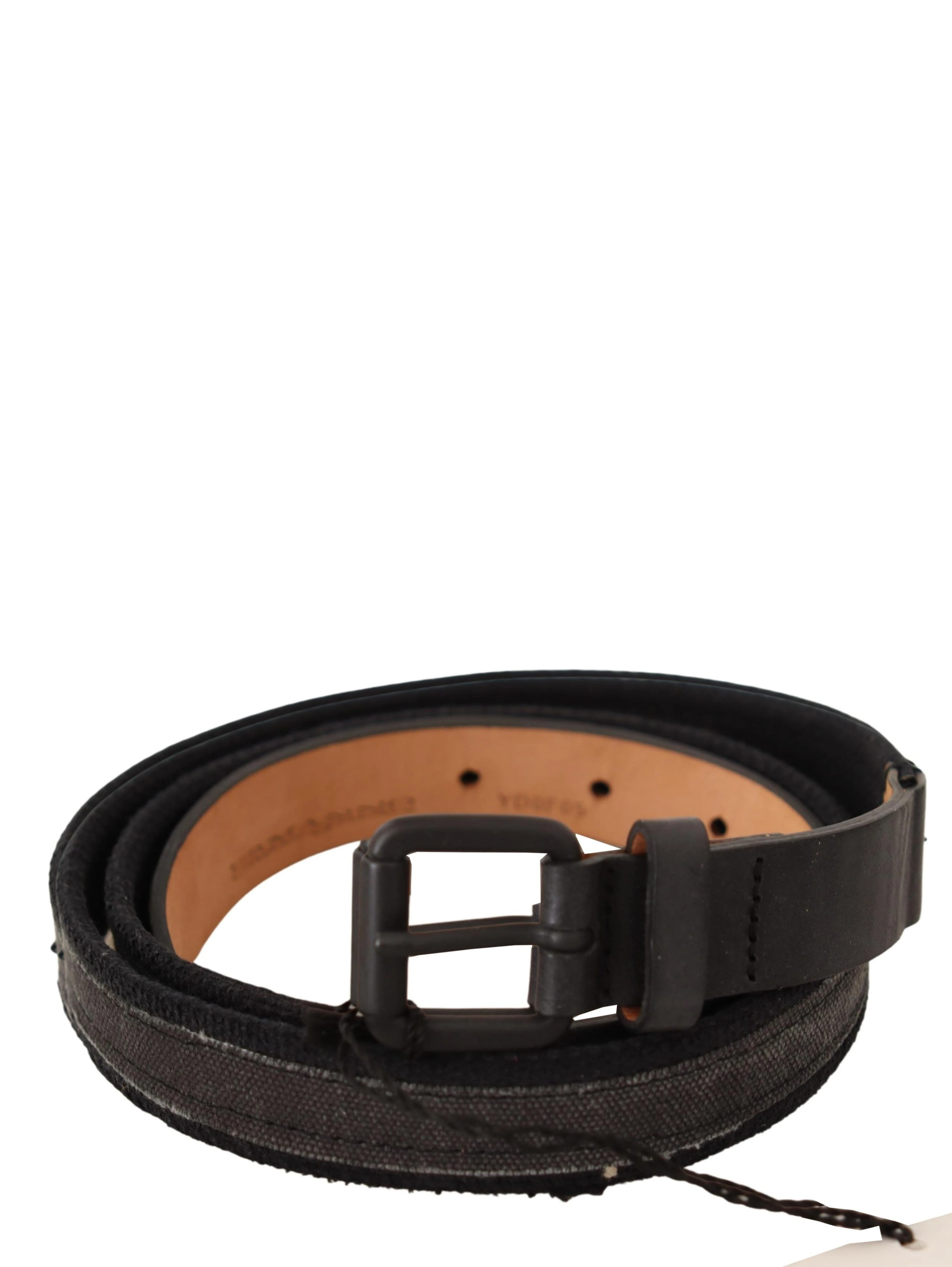 Black Leather Logo Buckle Waist Women Belt