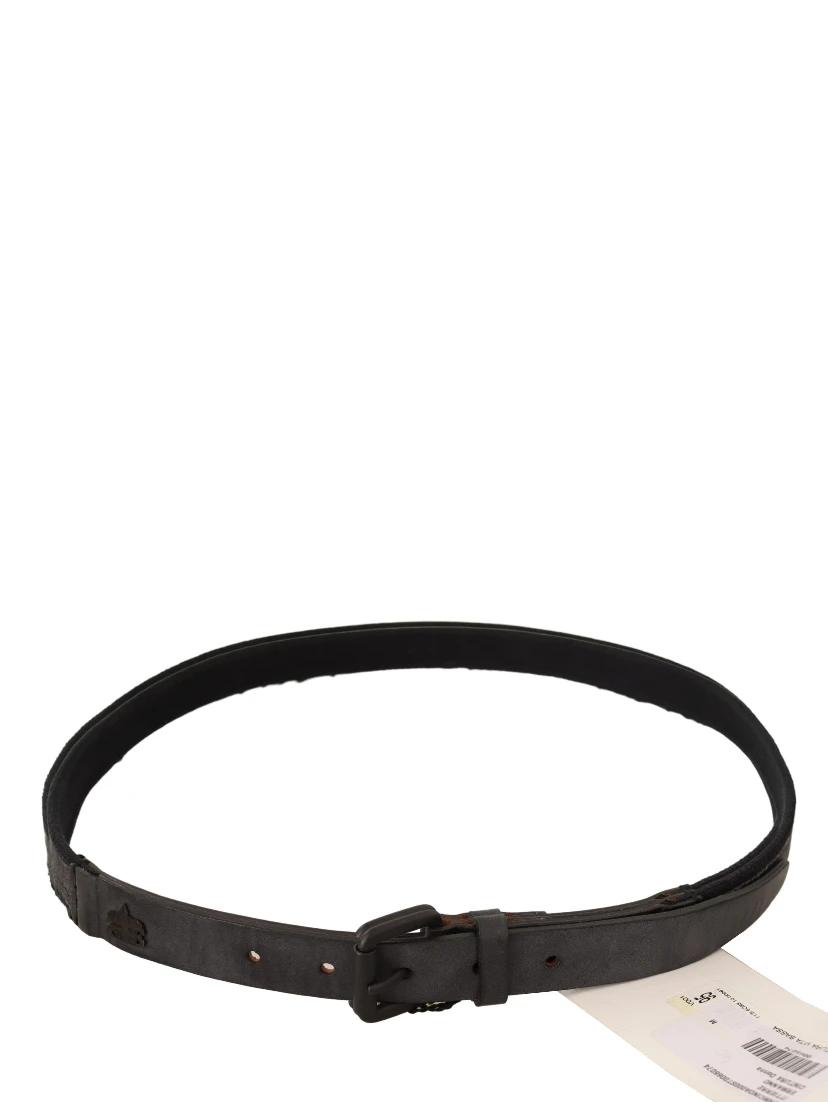 Black Leather Logo Buckle Waist Women Belt