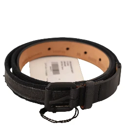 Black Leather Logo Buckle Waist Women Belt