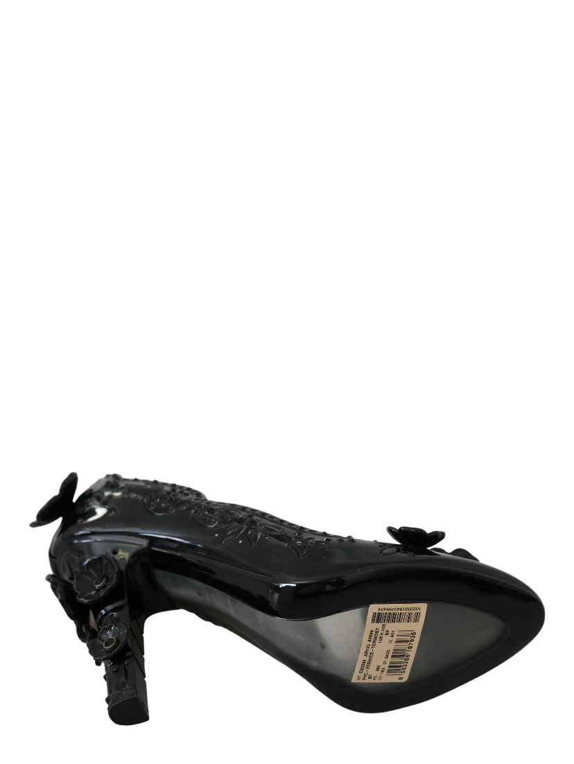 Black Floral Crystal CINDERELLA Heels Shoes