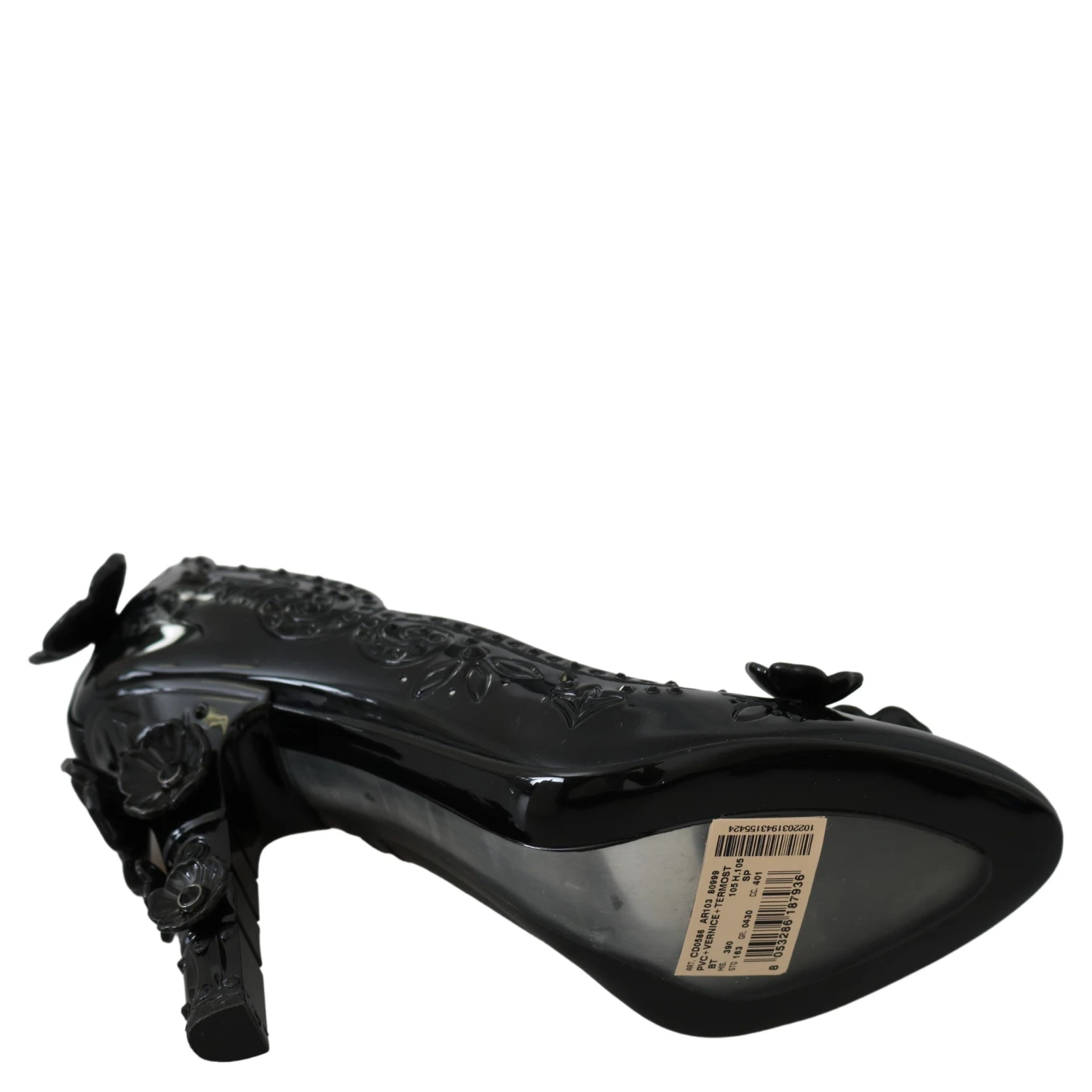 Black Floral Crystal CINDERELLA Heels Shoes