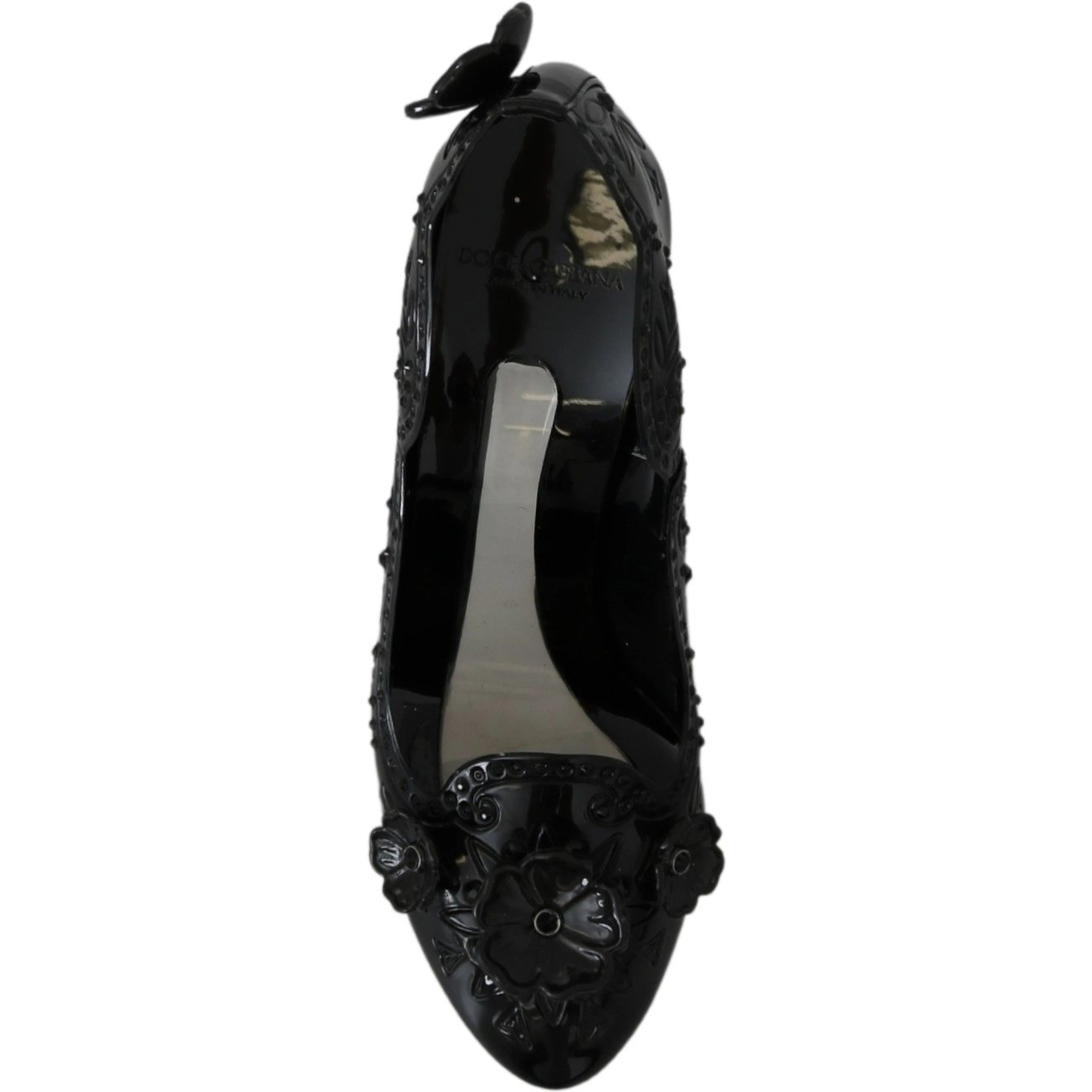 Black Floral Crystal CINDERELLA Heels Shoes