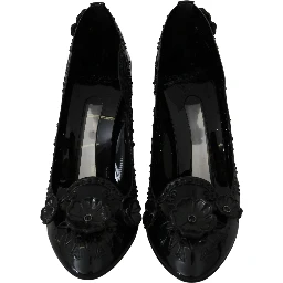 Black Floral Crystal CINDERELLA Heels Shoes