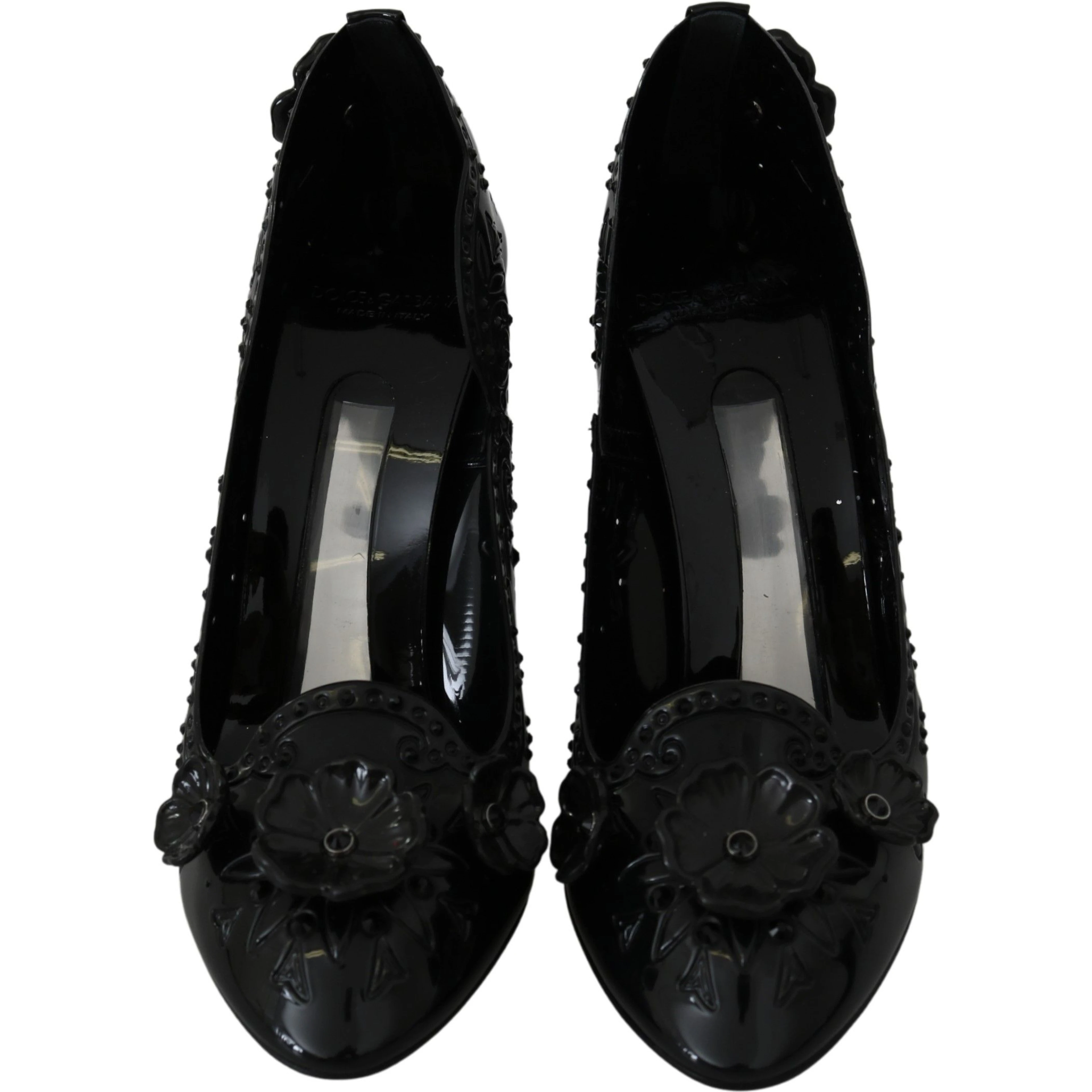 Black Floral Crystal CINDERELLA Heels Shoes
