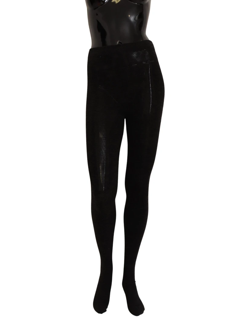 Black Wool Stretch Tights Stocking Socks