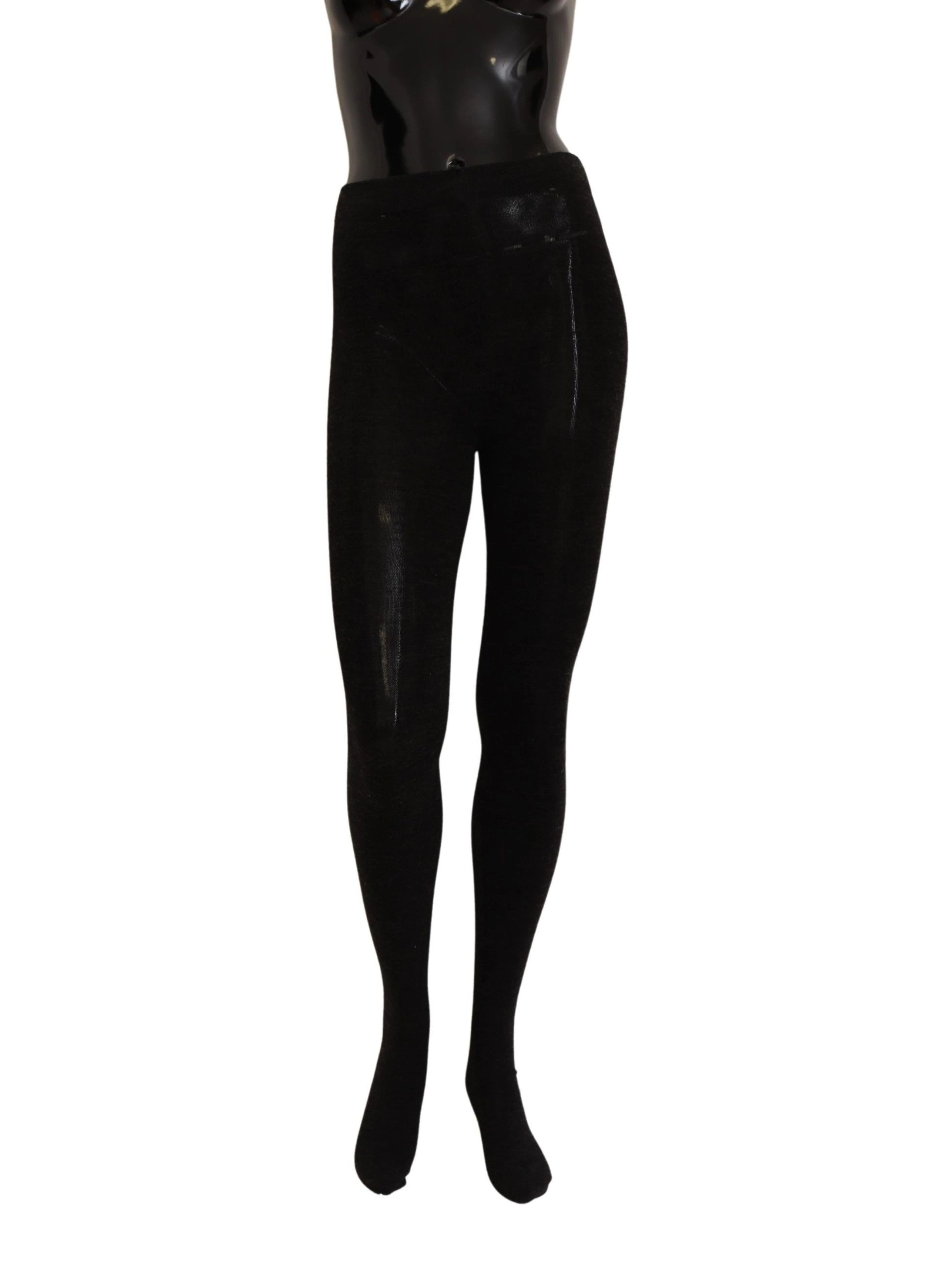 Black Wool Stretch Tights Stocking Socks