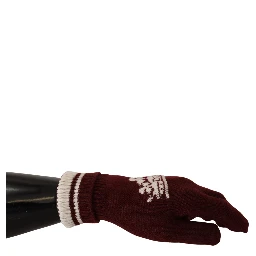 Red White D&G Logo Crown Cashmere Gloves