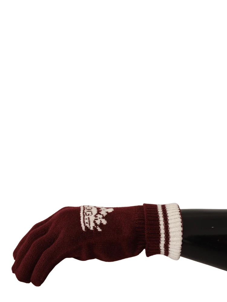 Red White D&G Logo Crown Cashmere Gloves alternative