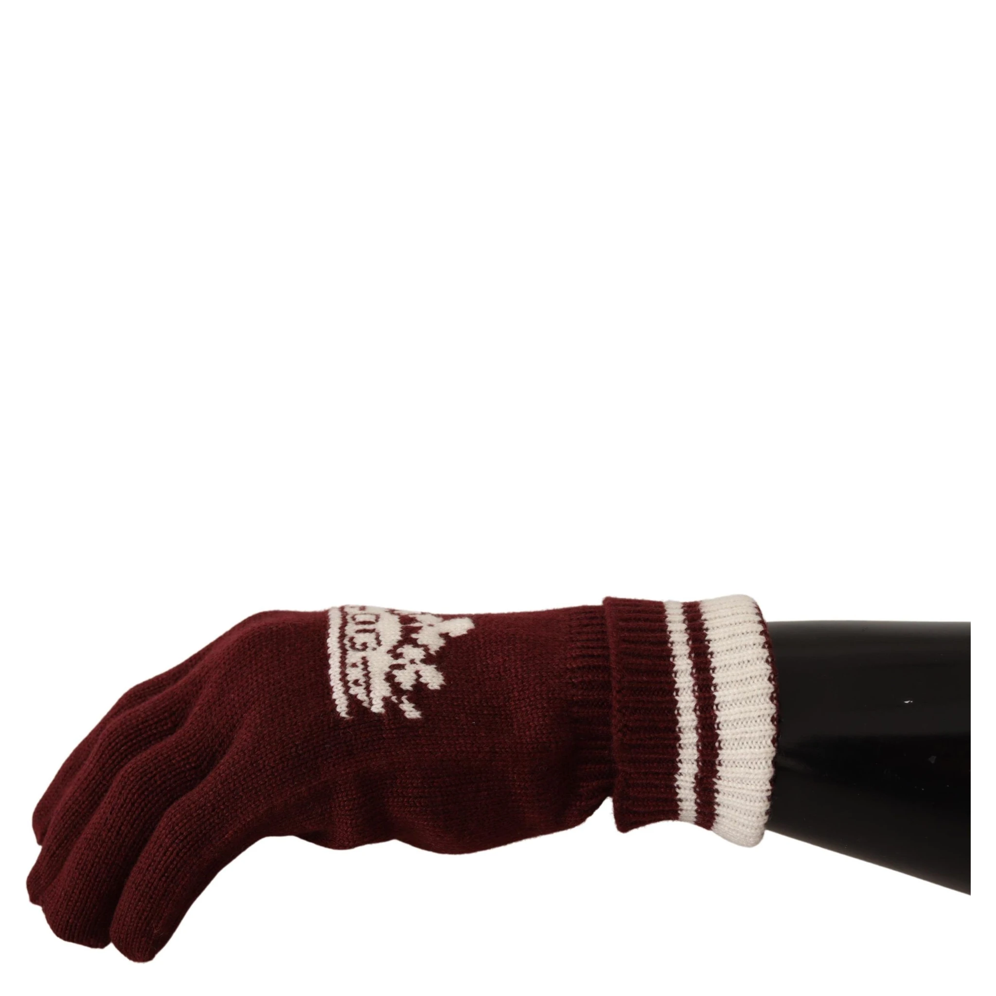 Red White D&G Logo Crown Cashmere Gloves