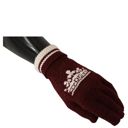 Red White D&G Logo Crown Cashmere Gloves