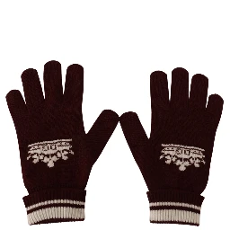Red White D&G Logo Crown Cashmere Gloves