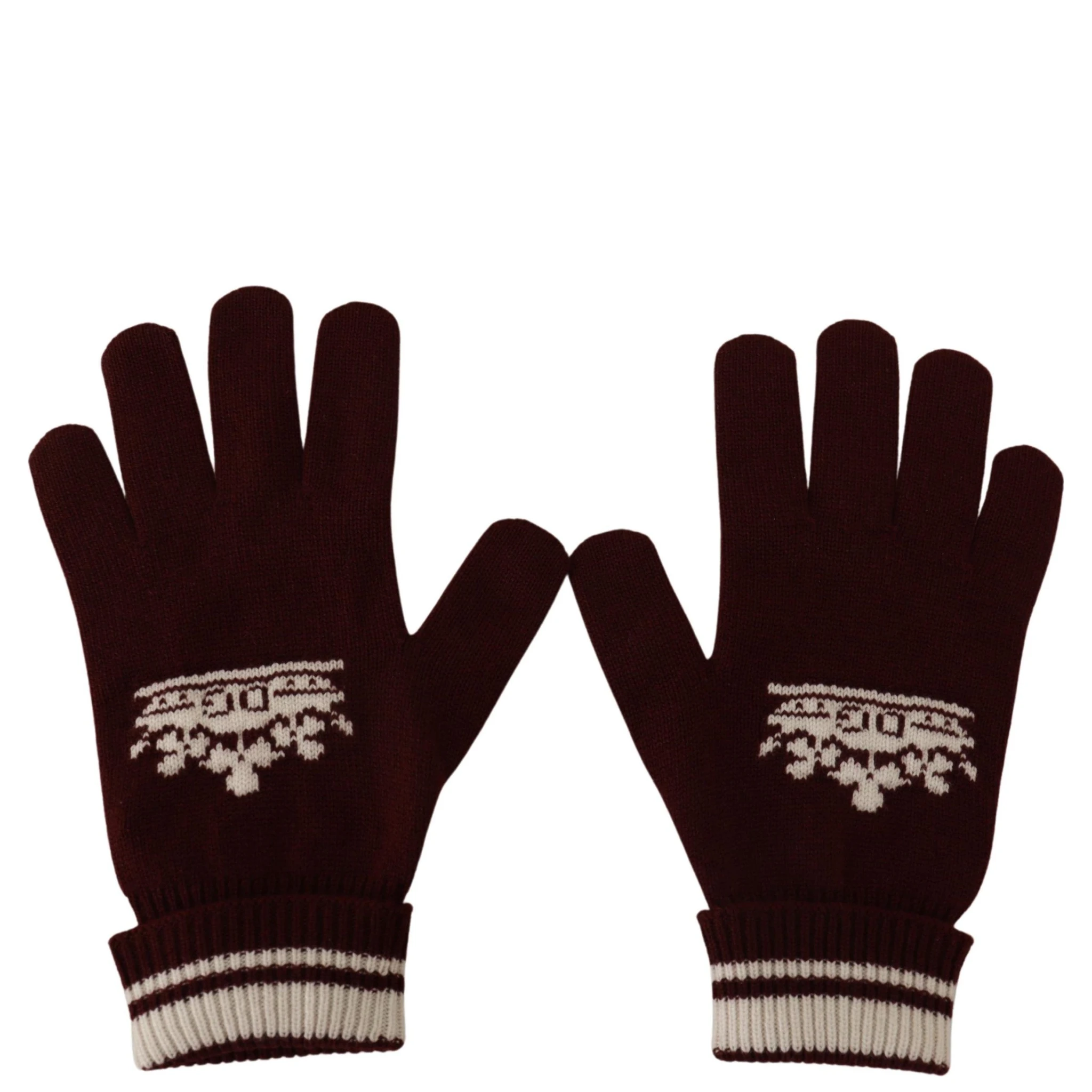Red White D&G Logo Crown Cashmere Gloves