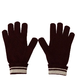 Red White D&G Logo Crown Cashmere Gloves