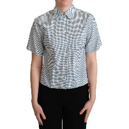 White Blue Polka Dot Cotton Shirt