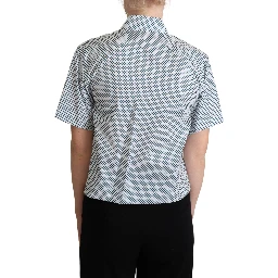 White Blue Polka Dot Cotton Shirt