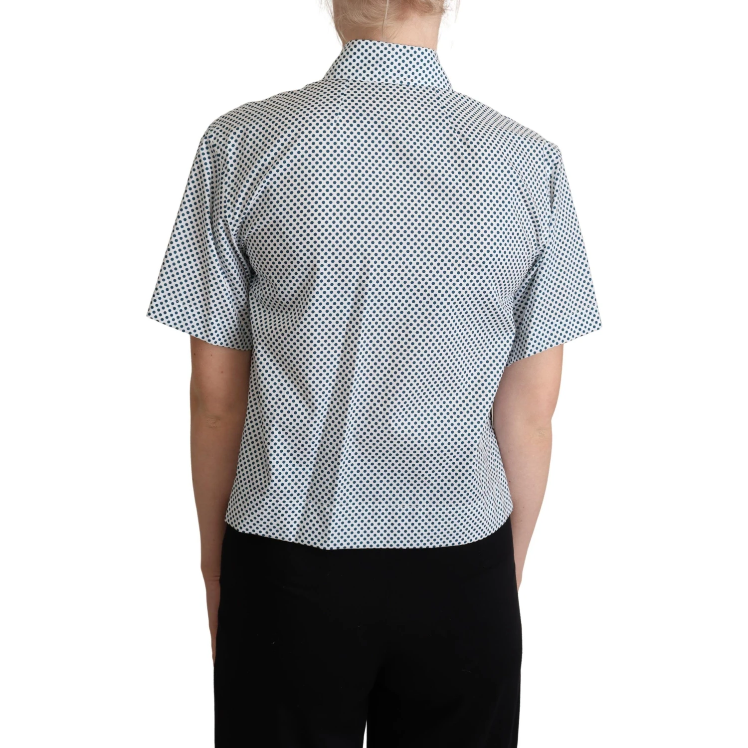 White Blue Polka Dot Cotton Shirt