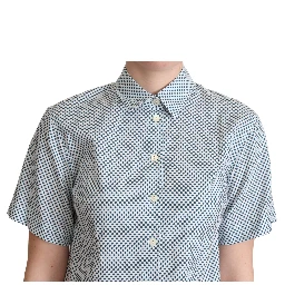 White Blue Polka Dot Cotton Shirt