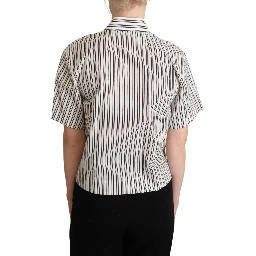 White Black Striped Shirt Blouse Top