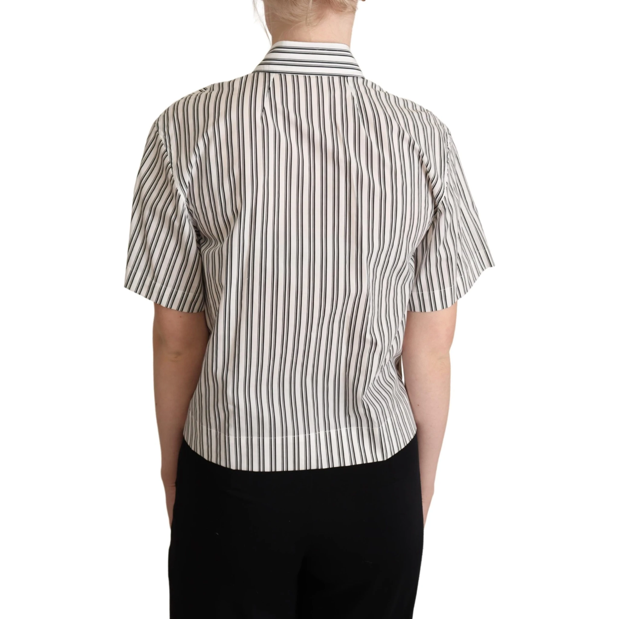 White Black Striped Shirt Blouse Top