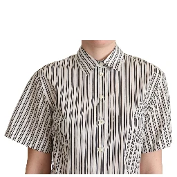 White Black Striped Shirt Blouse Top