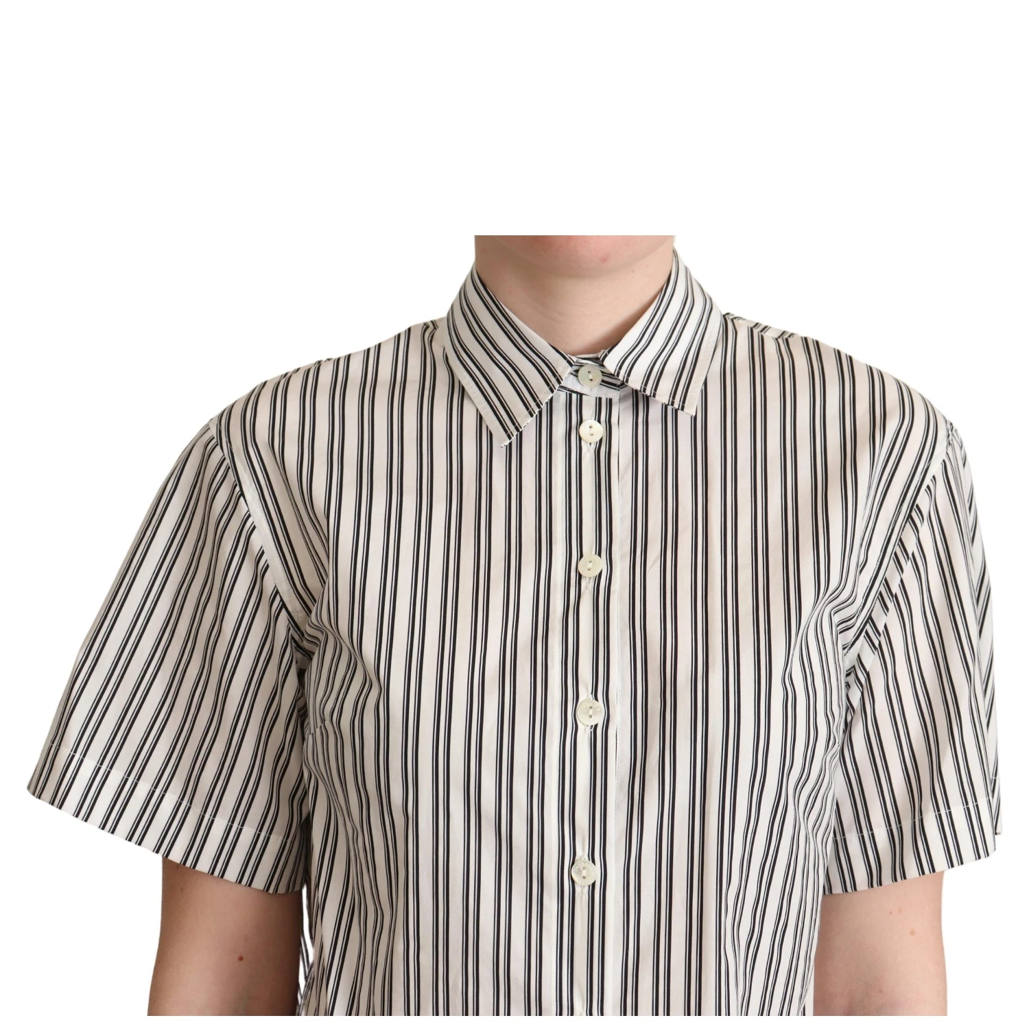 White Black Striped Shirt Blouse Top