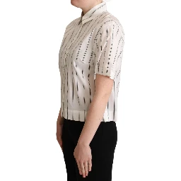 White Black Stripes Collared Shirt Top