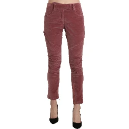 Red Mid Waist Skinny Cotton Pants