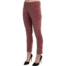 Red Mid Waist Skinny Cotton Pants