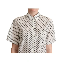 White Dotted Collared Blouse Shirt