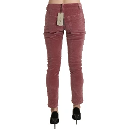Red Mid Waist Skinny Cotton Pants