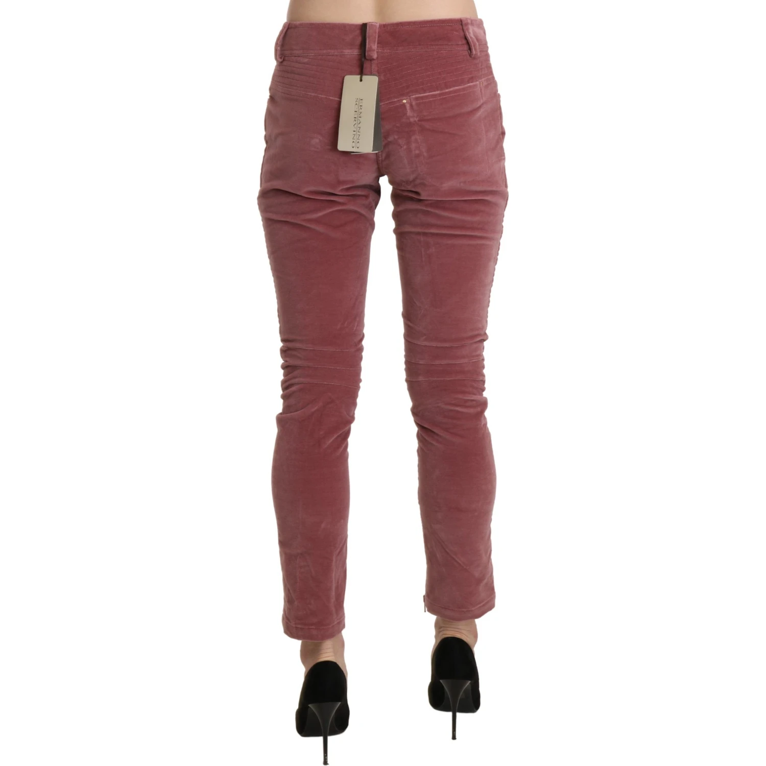 Red Mid Waist Skinny Cotton Pants