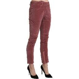 Red Mid Waist Skinny Cotton Pants