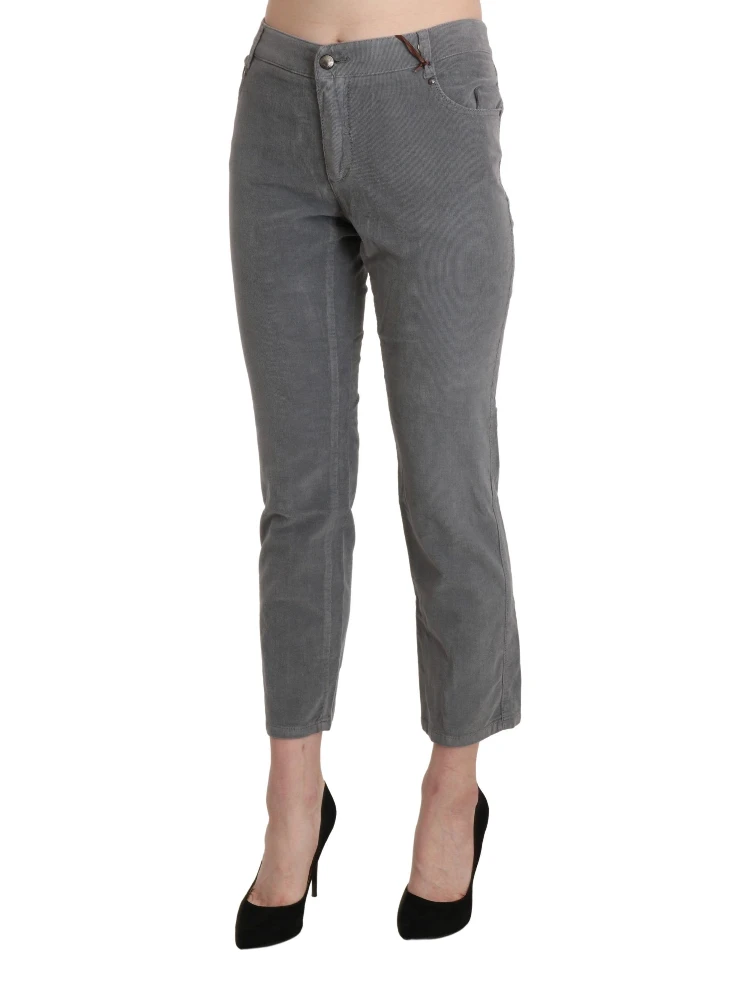 Gray Cropped Cotton Stretch Trouser Pants alternative