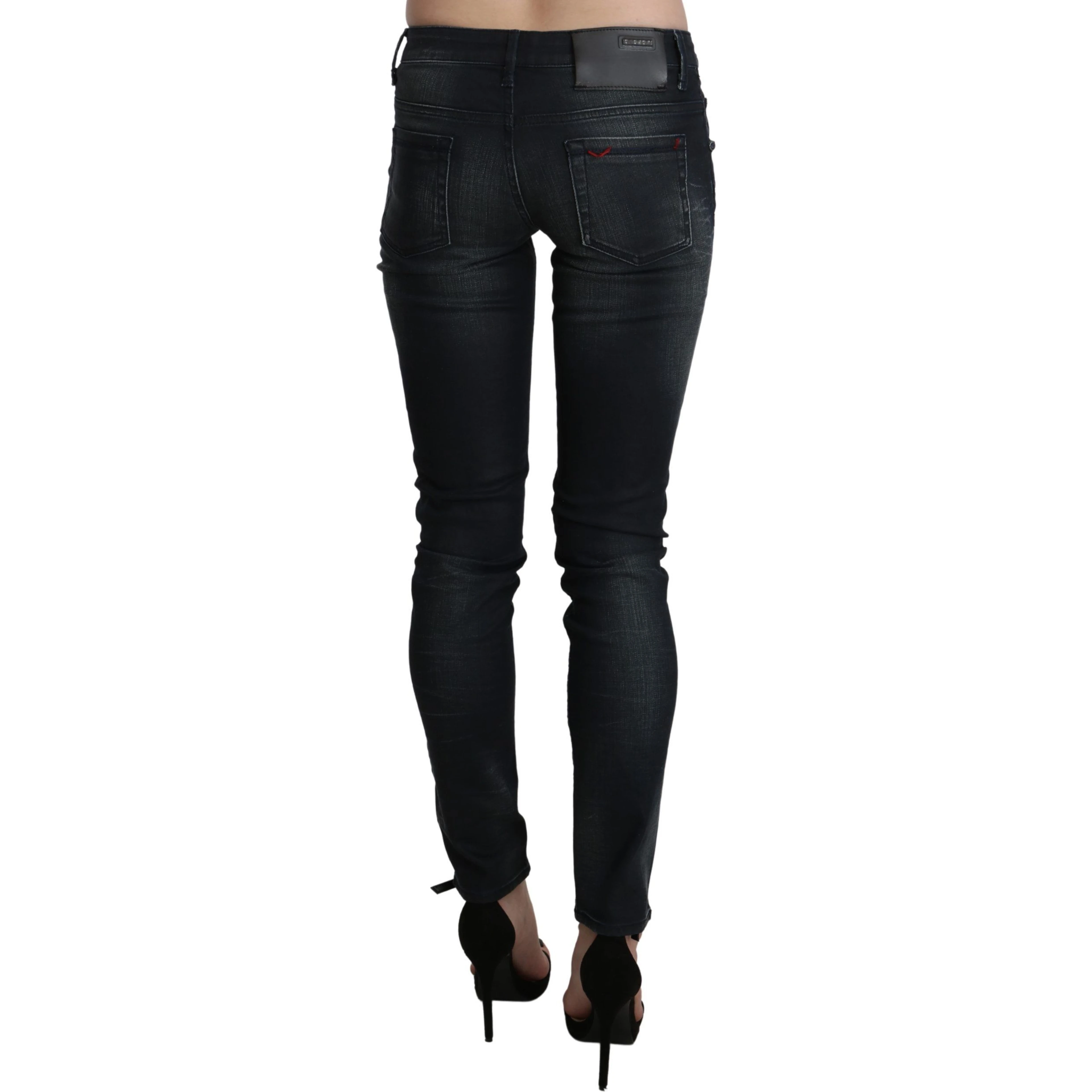 Blue Washed Low Waist Skinny Denim Trouser