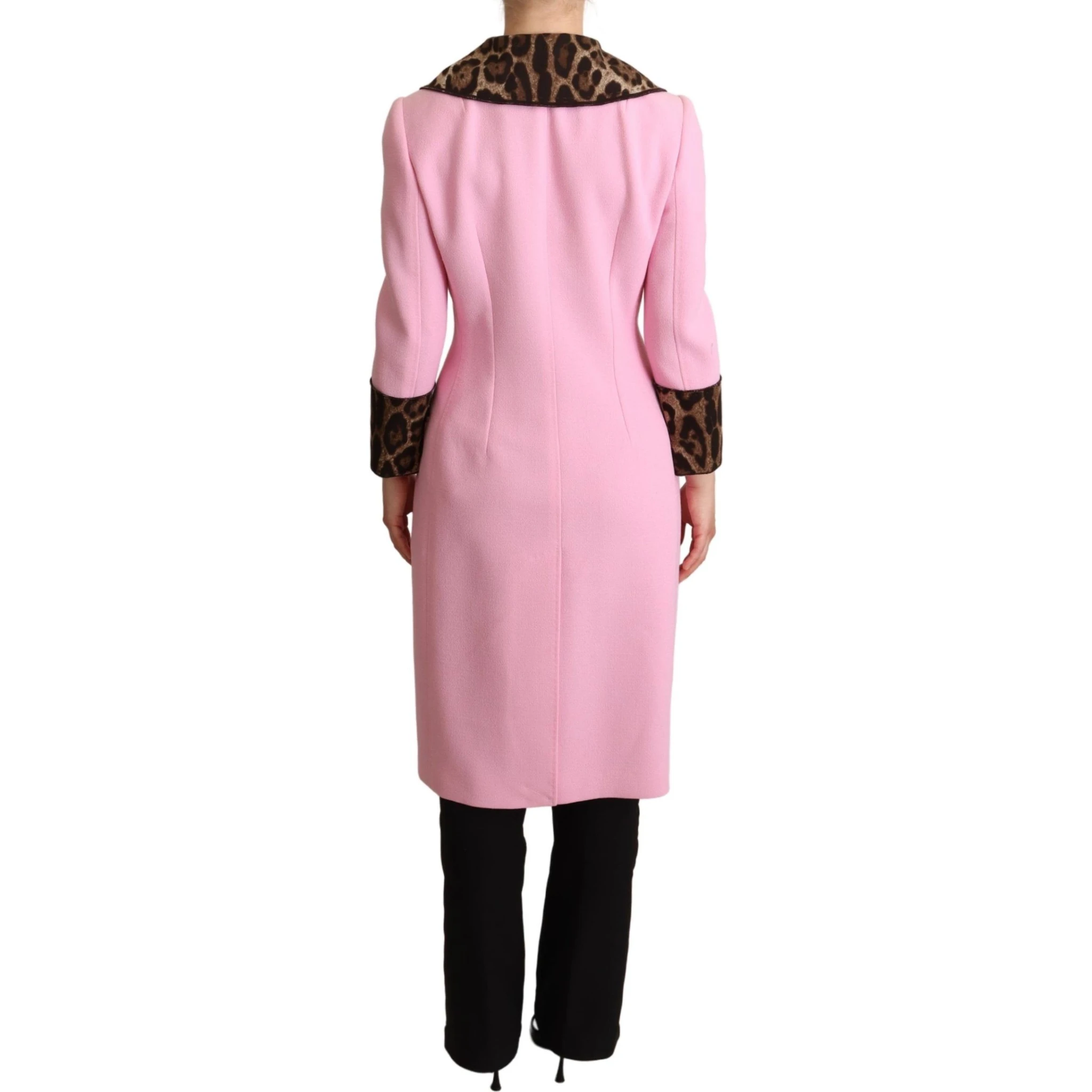 Pink Leopard Wool Trenchcoat Jacket