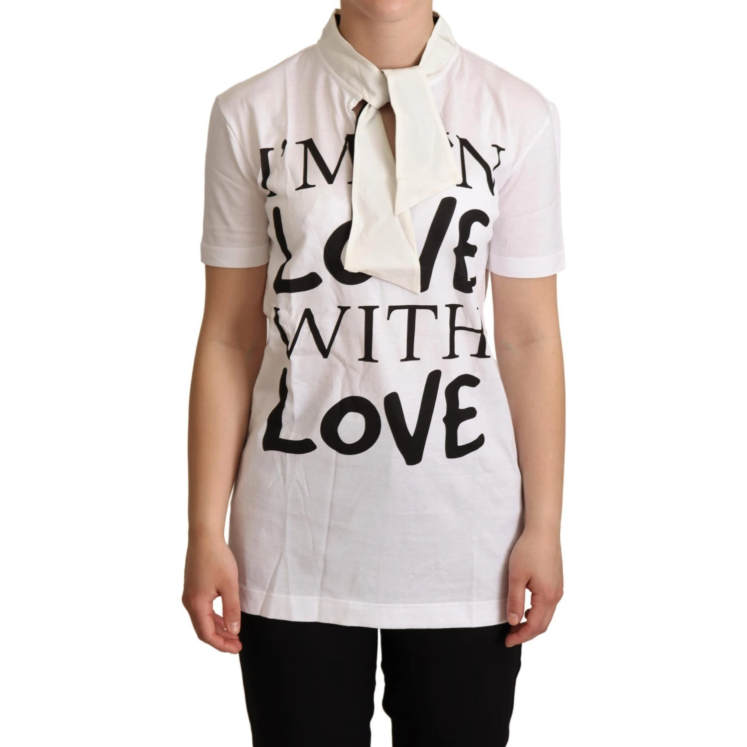 White Cotton Silk I'm In Love Top T-shirt