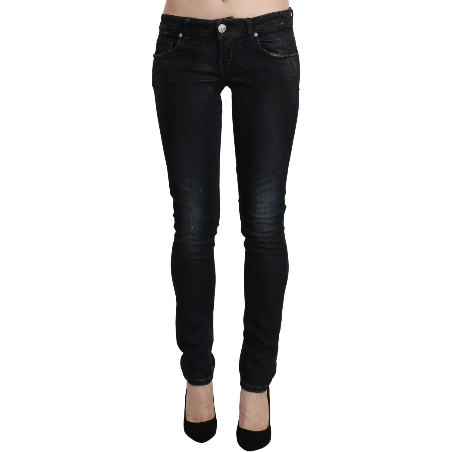 Blue Washed Low Waist Skinny Denim Slim Trouser