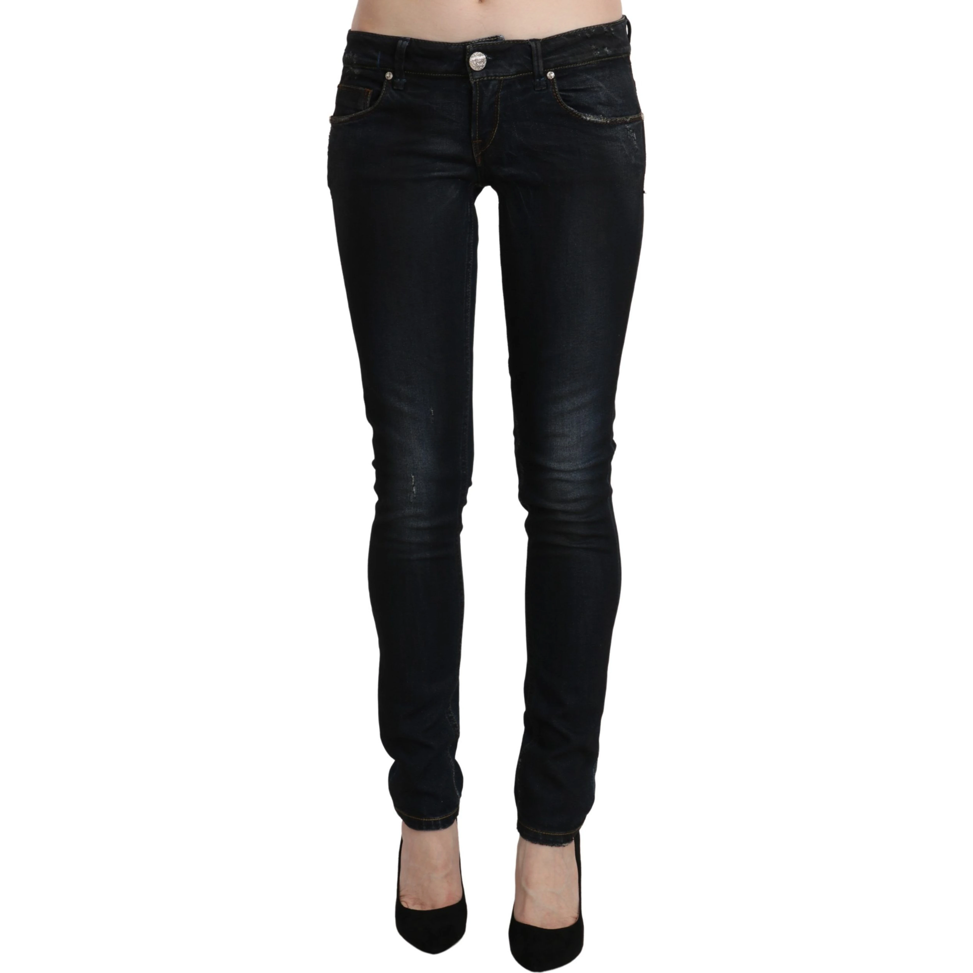 Blue Washed Low Waist Skinny Denim Slim Trouser
